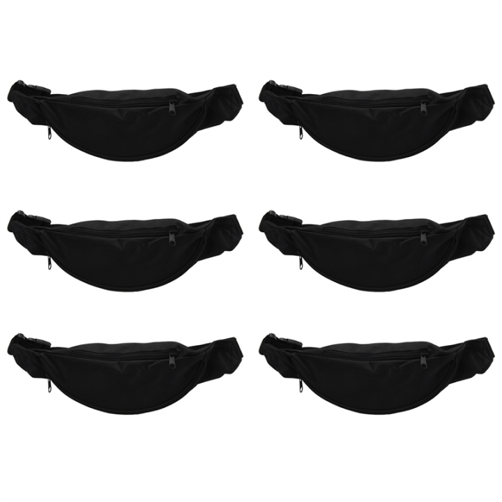 JINMY 6X Fanny Pack for Women Men Unisex Belt Bag Zipper Pouch Packs Black