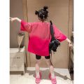 Ice silk girl gradient T-shirt skirt mid-length short-sleeved summer children's clothes children's fried street celebrity half-sleeved top. 