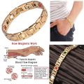Gold Plated Bio Magnetic Bracelet – 4 in 1 Magnets, Far Infrared, Germanium, and Negative Ions Health Energy Power Therapy Bracelet for Men & Women. 