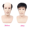 Natural Breathable Hair Extensions Synthetic Men Closure Wig Piece Men's Head Repair Block Forehead Baldness Cover Hat Wigs. 