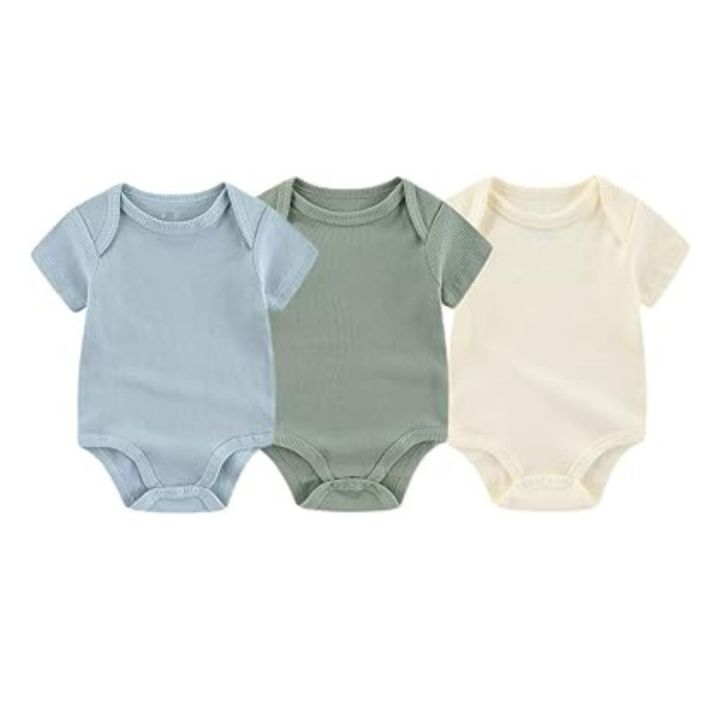 Baby%20Bodysuit%20Short%20Sleeve%20One-piece%20Suit%20Newborn%20Jumpsuit%20Infant%20Vest%20for%20Baby%20Boys%20and%20Girls%200-%202%20Year,%20Pack%20of%203%20-%20Image%202