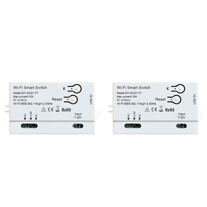 OUMERY 2X Tuya WiFi Smart Switch Timer 1CH 7-32V USB 5V 2.4G WiFi Smartlife Home Automation Module for Alexa Home IFTT