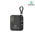 Green Mini Thunder Small Size Power Bank | 10000mAh | Fast Charging |  Ultra Thinner | 22.5W | Attach Wire | PD input-Output | Digital Display | Lithium-Polymer Battery | Slim & Thinner Pocket-Friendly | Lanyard | 6 Months Warranty | Black & White Colors. 
