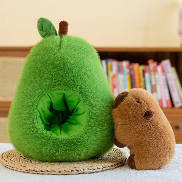 Adorable Capybara In Avocado Plushie Soft Fuzzy Plush Pig Hide In ...