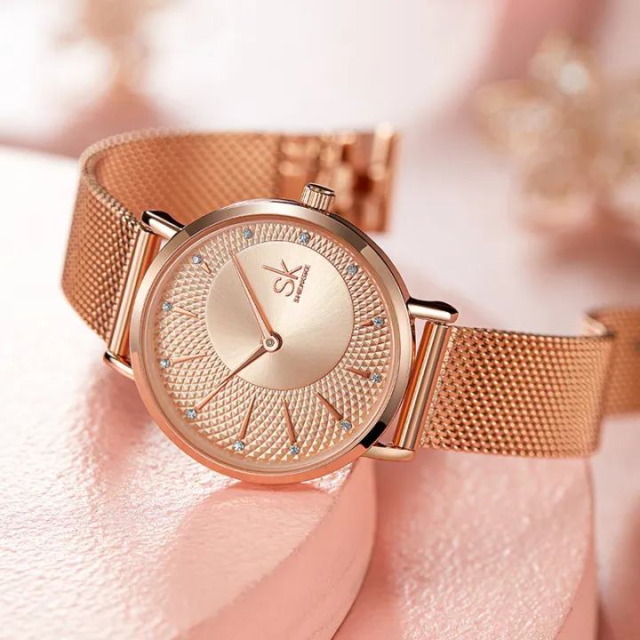 SK%20Women's%20Watch%20Women's%20Diamond%20Set%20Retro%20Rivet%20Diamond%20Pattern%20Dial%20Watch%20Steel%20Mesh%20Belt%202-pin%20Quartz%20Watch%20Cross%20border%200093%20-%20Image%203