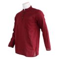 Red Solid Buttoned Cotton Kurta Shirt For Men. 