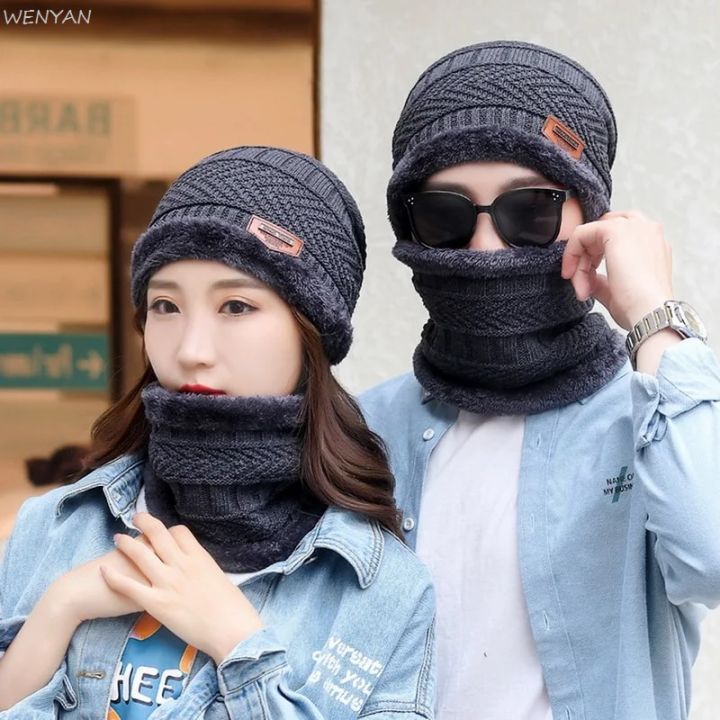 WENYAN%20%E3%80%90TANGO%E3%80%913pcs/set%20Fashion%20Knitted%20Hat%20Men%20Women's%20Winter%202022%20Hats%20With%20Scarves%20And%20Touch%20Screen%20Gloves%20Thick%20Warm%20Beanie%20Hat%20Men%20Caps%20-%20Image%206