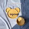 DISICHEN Children's Animal Pattern Bamboo Tableware with Base Suction Cup Baby Feeding Tableware Bamboo Plate Dinner Plate BPA Non-slip Affordable. 