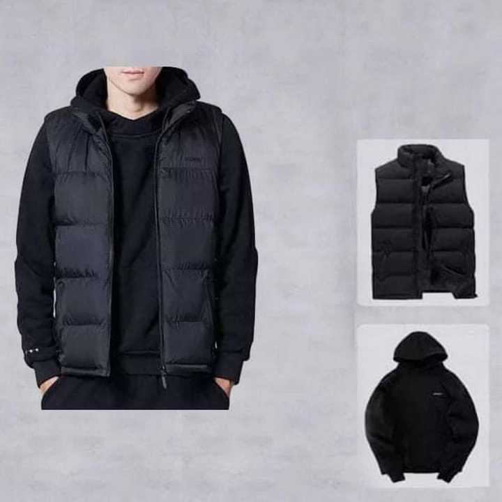 Set Of 2 Pics Winter Warm Plain Hoodies And Half-Jacket For Men