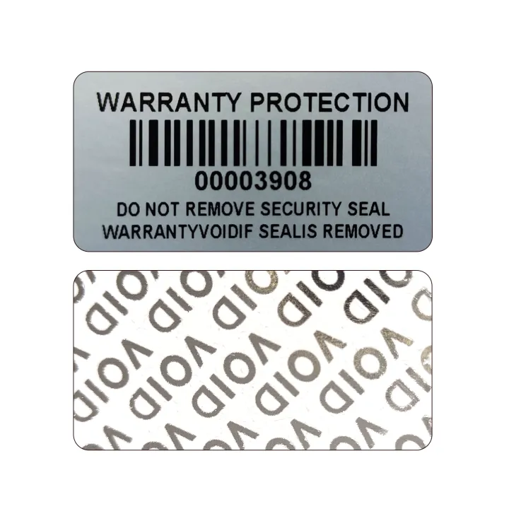 Dumb Label Bar code warranty void stickers Dumb silver PET security labels with ...