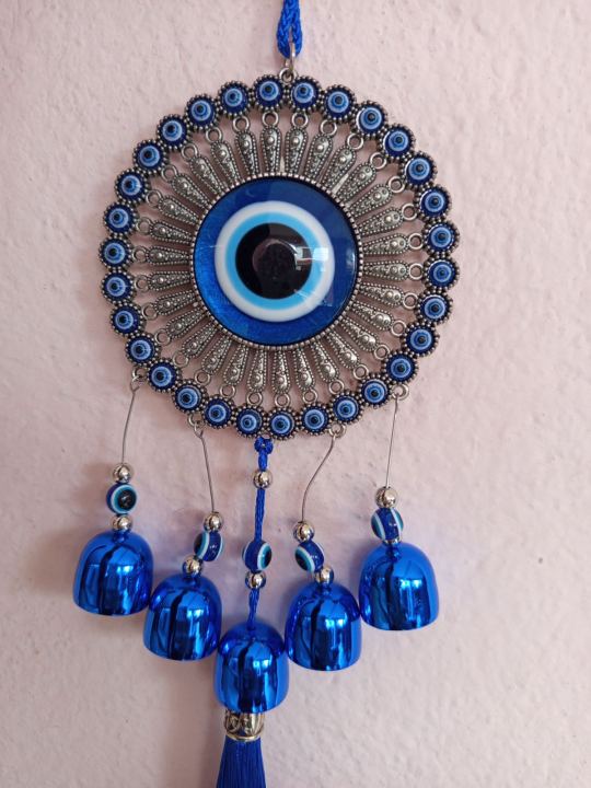 Evil Eye Wind Chimes with Bells for Main Door Balcony Wall Hanging for Positive Vibes & Removes Negative Energy