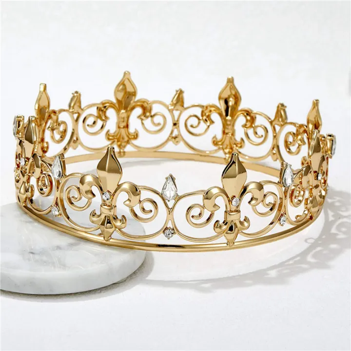 2X%20Royal%20Crown%20for%20Men%20-%20Metal%20Prince%20Crowns%20and%20Tiaras,%20Full%20Round%20Birthday%20Party%20Hats,Medieval%20Accessories%20(Gold)%20-%20Image%205