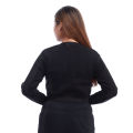 Black V Shaped Full Sleeves Woolen Blouse For Women. 