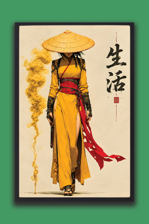 Japanese%20Samurai%20Woman%20Fantasy%20Wall%20Art%20%7C%20one%20Piece%20Frame%20-%20Image%202
