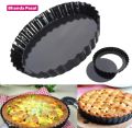 Flan Tin Tart Pie Pan Fluted Cake Baking Tray Non Stick With Detachable Base 6 Inches Mold. 