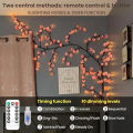 LED Tree Branch Lights for Wall 3.94 FT 48LEDs Cherry Blossom Lights with Remote and 8 Lighting Modes Cherry Blossom Garland Willow Vine Light for Bedroom Indoor Wall Wedding Christmas Decor. 