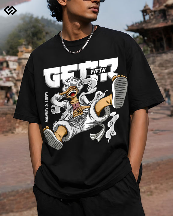 Unisex Luffy Gear 5 Printed T-Shirt | Premium Chinese Terry Fabric | Drop Shoulder Anime Streetwear For Men & Women