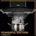 Whirlpool 60cm 1200 m3/hr Filter less Auto-Clean Kitchen Chimney  (CGFL 604 HAC BK HOOD, Touch + Gesture Control, Black). 