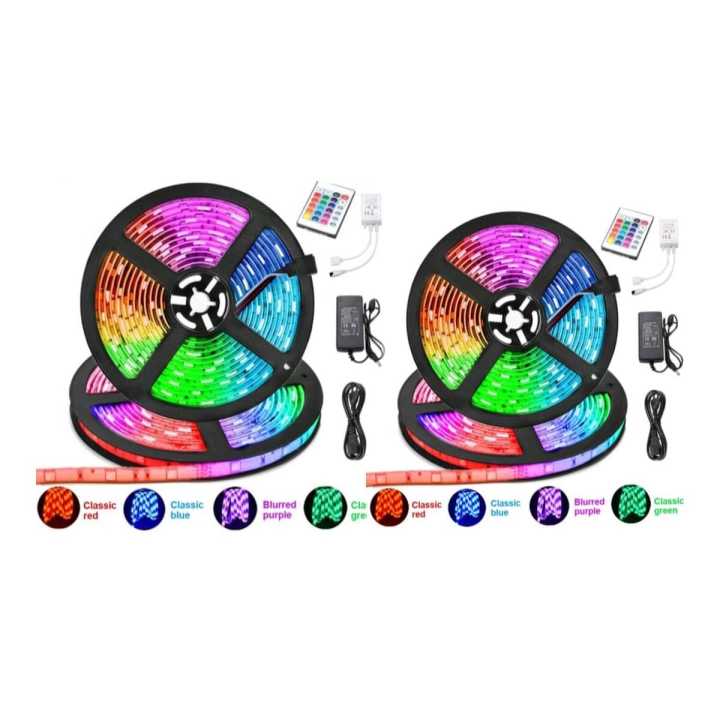 Buy 1 Get 1 Free RGB 5M Strip Multicolored Led Strip Lights 12V DC Powered With Remote