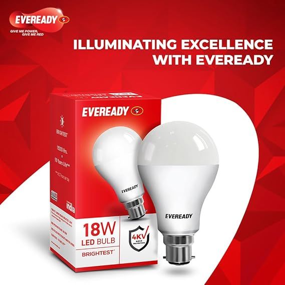 Eveready%2018W%20LED%20Bulb%20%7C%201800%20Lumen%20%7C%204KV%20Surge%20Protection%20%7C%20Long%20Life%20&%20Low%20Maintenance%20%7C%20BIS%20Certified%20%7C%201%20Year%20Warranty%20%7C%20100%20Lumens%20Per%20Watt%20%7C%20Cool%20Day%20Light%20(6500K)%20%7C%20B22%20%7C%20Pack%20of%206%20-%20Image%202
