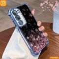 Linman For Vivo V40 Lite 5G And Vivo Y200 5G Soft Case (Both Models Are The Same Phone) Pretty SaHigh Quality kura Flower Four Corners Anti-fall Cover Has 6 Colors Black Golden Silver Blue Pink Purple. 