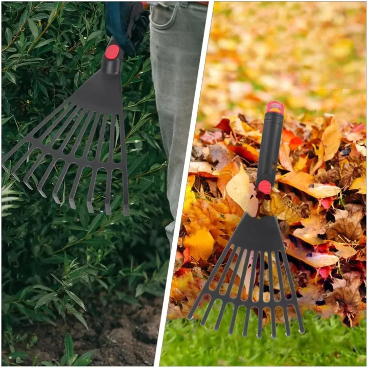 Plastic Garden Grass Leaf Rake Comfortable Handle Sturdy Hand Rake Safe ...