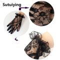 Sutuiying Driving Mesh Lace Floral Side Driving Gloves Summer Women Gloves Mittens Lace Gloves Short Gloves. 