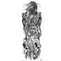Sale】For Full Arm Tattoo Waterproof Large Flower Arm Tattoo Sketch Sketch Black and White Direct. 