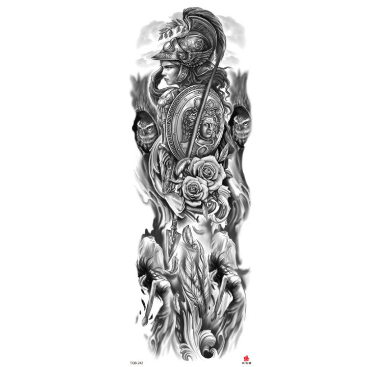 Sale%E3%80%91For%20Full%20Arm%20Tattoo%20Waterproof%20Large%20Flower%20Arm%20Tattoo%20Sketch%20Sketch%20Black%20and%20White%20Direct%20-%20Image%202