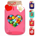 High Quality 25/50Pcs Valentines Day Cards Kraft Paper Heart Window Valentine Exchange Cards Clear Sealed Bags Candy Jar Cards Valentines Day. 