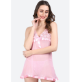Stylish Nightwear Babydoll Lingerie for Honeymoon with G String Panty Free Size Pink Color. 