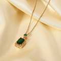 Spunky Add-ons Square Solid Green Color Pendant  Stainless Steel Necklace For Women. 