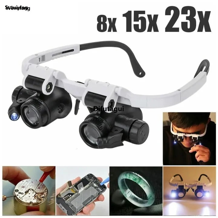 Difutagui%20Wenefang%20Sutuiying%202XLED%20Watch%20Jeweler%20Repair%20Magnifier%20Head-Mounted%20Headband%20Bargain%20Luxury%20price%20Adjustable%20New%20Magnifying%20Head%20Eye%20Glasses%20Loupe%20Lens%208X%2015X%2023X%20-%20Image%202