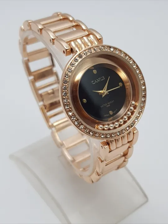 Camus%20Crystal%20Surrounded%20Designed%20Dial%20With%20Full%20Stainless%20Steel%20Body%20Watch%20For%20Women%20-%20Gold%20-%20Image%203