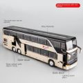 High Quality High Imitation Bus Shape Double Sightseeing Bus Vehicle Model Alloy Bus Model Pull Back. 