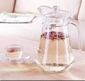 Glass Pitcher With Plastic Lid, Drinking Beverage Jug, Glass Water Jug. 