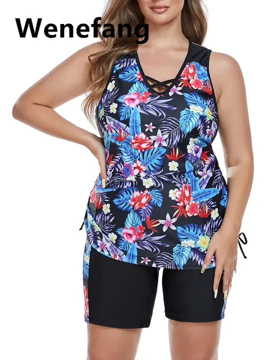 Wenefang%20Print%20Large%20Plus%20Size%20Tankini%202024%20Two%20Pieces%20Swimsuit%20Women%20High%20Luxury%20Waist%20Swimwear%20Female%20Bathing%20Swimming%20Swim%20Suit%20Beach%20Bathers%20-%20Image%203