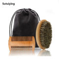 Sutuiying Men's Shaving Brush Set Boar Bristle Portable Barber Natural Beard Sales promotion Brush for Facial Cleaning Wooden Comb Styling Tool Wholesale. 