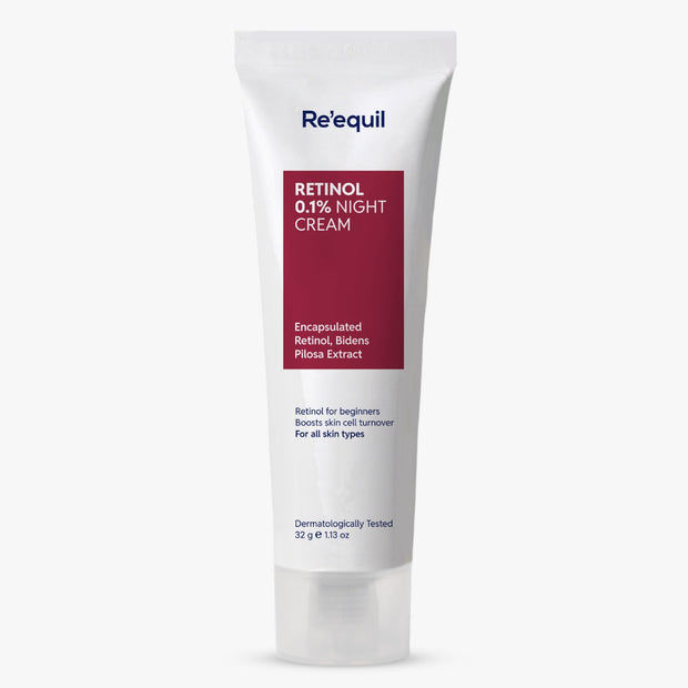 Re'equil 0.1% Retinol Night Cream | Repairs Wrinkles & Fine Lines | Improves Skin Firmness | Beginner Friendly | All Skin Types | Krisa Beauty | 30G