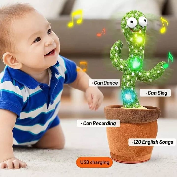 Rechargeable Dancing Cactus Toy Talking, Record & Repeating For Baby
