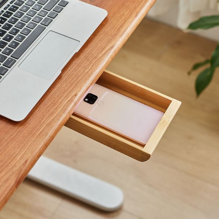 Invisible%20Pull%20Type%20Natural%20Bamboo/Walnut%20Under%20Desk%20Adhesive%20Wooden%20Storage%20Drawer%20Hidden%20Drawer%20Home%20Storage%20Stationery%20Container%20-%20Image%203
