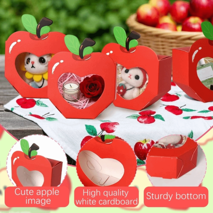 Window Cute Box 10Pcs Cute Apple Transparent Window Candy Boxes Mini Party Favor Heart ...