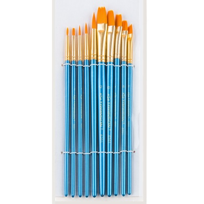 ProArt Vicky Paint Brush Set Of 10 For Oil And Acrylics (Synthetic, Short Handle)