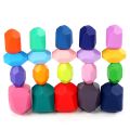 (GGBR) Children Wooden Colored Stone Blocks Building Block Educational Toy Nordic Style Stacking Block Game Rainbow Wooden Toy. 