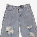 Washed Blue Color Stylish Grinch Jeans For Girls. 