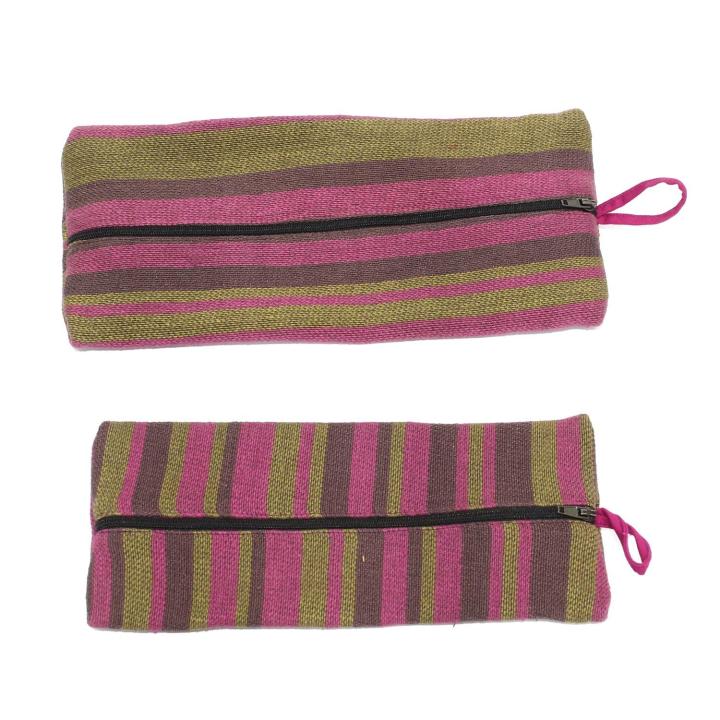 Striped Mixed Cotton Makeup Small Bag
