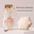 Practical Floral Pattern Sunshade Umbrella Windproof Comfortable Handle Manual Pocket Umbrella Portable Color Coating Mini Parasol Travel. 