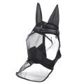 Luxury horse fly mask ear net mosquito proof zipper pony/snake/spur. 