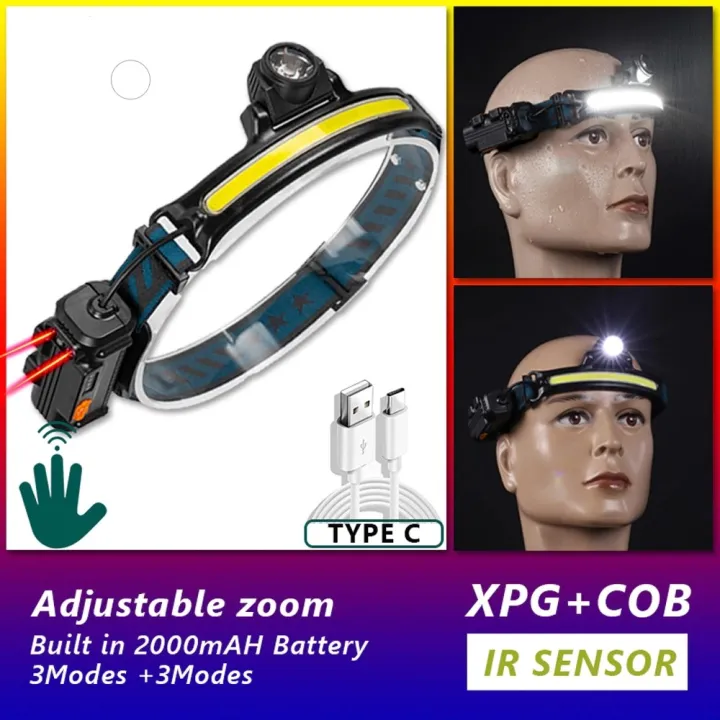 COB%20Headlamp%20LED%20Sensor%20Headlight%20Flashlight%20USB%20Rechargeable%20Head%20Lamp%20Torch%206%20Lighting%20Modes%20Work%20Light%20-%20Image%202