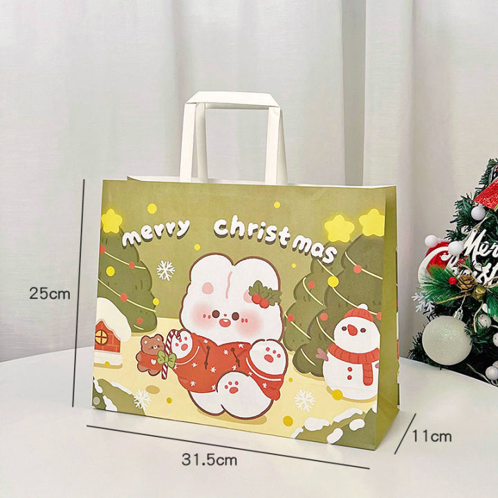 Merry Christmas Paper Gift Bags Candy Cookie Packing Handbags